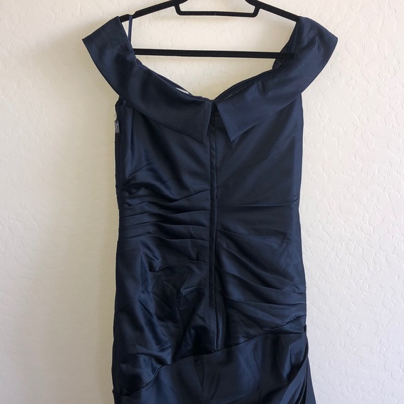 La Femme ruched satin trumpet gown - Picture 11 of 13